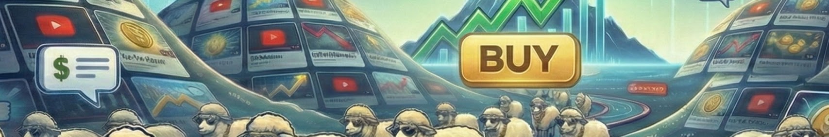 The Money Herd in front of charts, videos, and a large golden BUY button